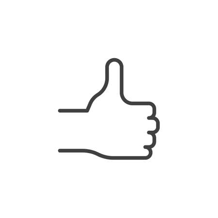 Thumb up, hand line icon. linear style sign for mobile concept and web design. Like, hand gesture outline vector icon. Symbol illustration. Vector graphicsのイラスト素材