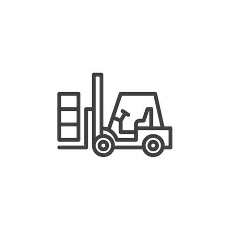 Forklift truck line icon. Lifting machine linear style sign for mobile concept and web design. Loader, forklift outline vector icon. Symbol illustration. Vector graphicsのイラスト素材
