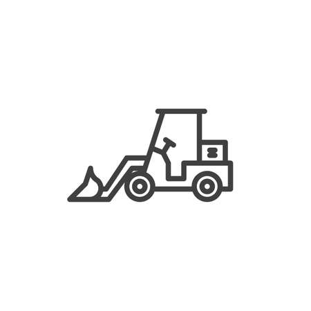 Tractor loader excavator line icon. linear style sign for mobile concept and web design. Front loader outline vector icon. Construction machine symbol illustration. Vector graphicsのイラスト素材