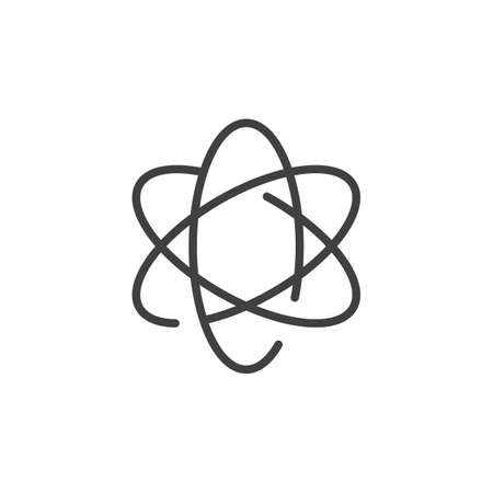 Atom line icon. linear style sign for mobile concept and web design. Atomic nucleus outline vector icon. Symbol illustration. Vector graphicsのイラスト素材
