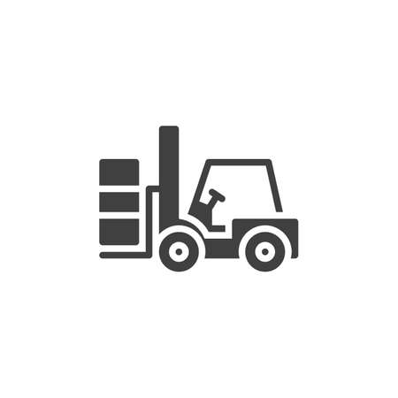 Forklift truck vector icon. Lifting machine filled flat sign for mobile concept and web design. Loader, forklift glyph icon. Symbol illustration. Vector graphicsのイラスト素材