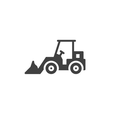 Tractor loader excavator vector icon. filled flat sign for mobile concept and web design. Front loader glyph icon. Construction machine symbol illustration. Vector graphicsのイラスト素材