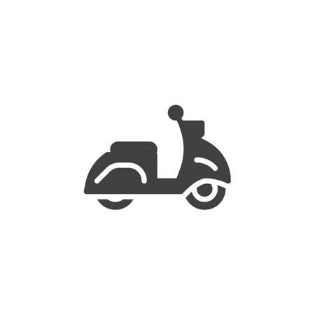 Classic scooter vector icon. Moped filled flat sign for mobile concept and web design. Vintage scooter motorcycle glyph icon. Symbol illustration. Vector graphicsのイラスト素材