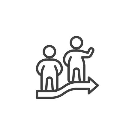 Teamwork people line icon. linear style sign for mobile concept and web design. Career growth, Business progress outline vector icon. Symbol illustration. Vector graphicsのイラスト素材