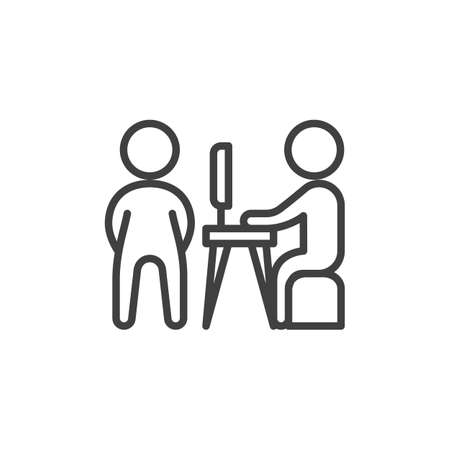 Business meeting line icon. linear style sign for mobile concept and web design. Employee Interview outline vector icon. Symbol illustration. Vector graphicsのイラスト素材