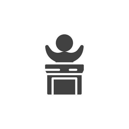 Public speaker vector icon. Human speech filled flat sign for mobile concept and web design. Man speaking from the tribune glyph icon. Symbol illustration. Vector graphicsのイラスト素材