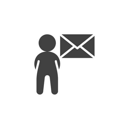 User mail message vector icon. Email Marketing filled flat sign for mobile concept and web design. Man with envelope glyph icon. Symbol illustration. Vector graphicsのイラスト素材