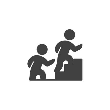 People climbing career ladder vector icon. Teamwork group filled flat sign for mobile concept and web design. Men move up ladder glyph icon. Symbol illustration. Vector graphicsのイラスト素材
