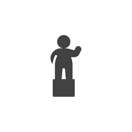 Man standing on podium vector icon. Speaker filled flat sign for mobile concept and web design. Confident human glyph icon. Symbol illustration. Vector graphicsのイラスト素材