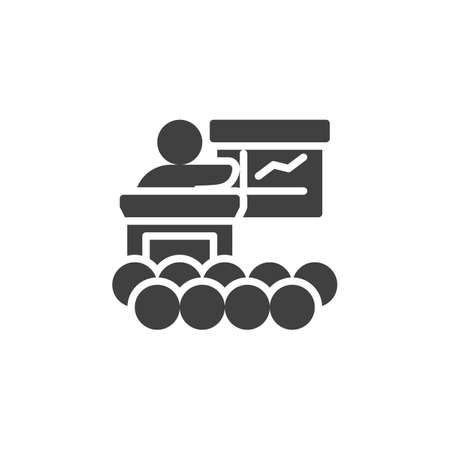Business training vector icon. Lecture filled flat sign for mobile concept and web design. Business seminar glyph icon. Symbol illustration. Vector graphicsのイラスト素材