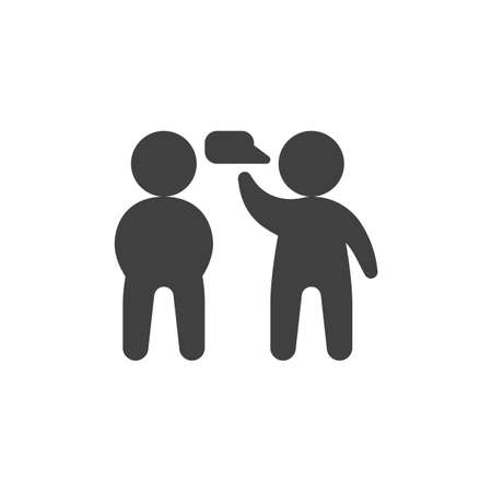 Speaking people vector icon. Two man talking filled flat sign for mobile concept and web design. People and Speech bubble glyph icon. Communication symbol illustration. Vector graphicsのイラスト素材