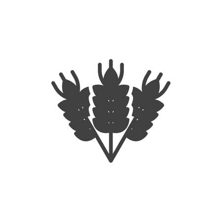 Wheat Ears vector icon. filled flat sign for mobile concept and web design. Malt, barley glyph icon. Agriculture wheat symbol illustration. Vector graphicsのイラスト素材