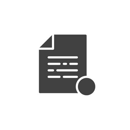 Document file notification vector icon. filled flat sign for mobile concept and web design. Paper sheet notice glyph icon. Symbol, illustration. Vector graphicsのイラスト素材