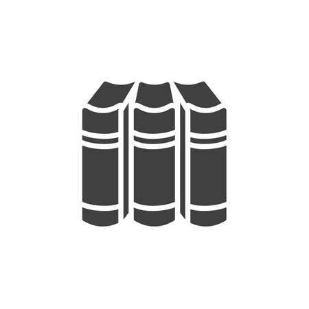 Three books vector icon. filled flat sign for mobile concept and web design. Three volumes books glyph icon. Symbol, logo illustration. Vector graphicsのイラスト素材