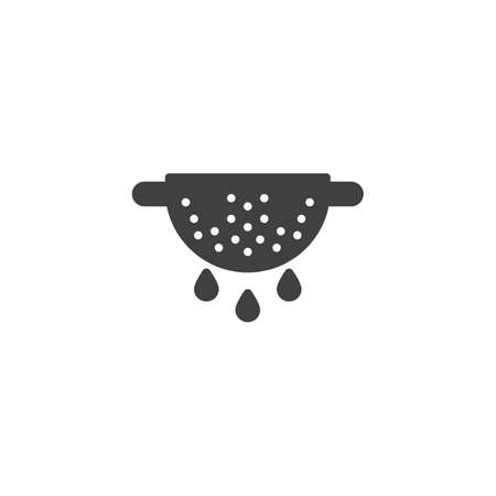 Colander vector icon. Cooking instructions filled flat sign for mobile concept and web design. Strainer glyph icon. Symbol, logo illustration. Vector graphicsのイラスト素材