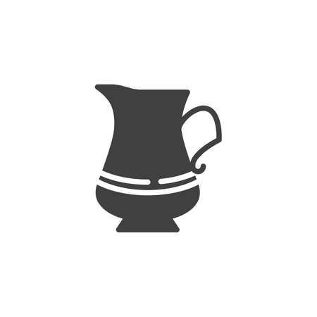 Milk jug vector icon. Coffee pot filled flat sign for mobile concept and web design. milk pitcher glyph icon. Symbol, logo illustration. Vector graphicsのイラスト素材