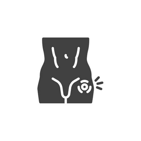 Varicocele vector icon. filled flat sign for mobile concept and web design. Urethra pain glyph icon. Symbol, logo illustration. Vector graphicsのイラスト素材