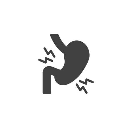 Stomach pain vector icon. filled flat sign for mobile concept and web design. Stomach ache glyph icon. Gastritis symbol, logo illustration. Vector graphicsのイラスト素材
