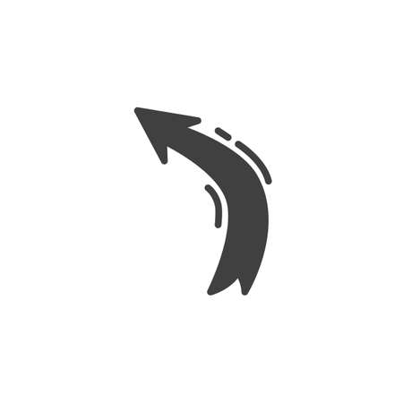 Curve arrow left vector icon. filled flat sign for mobile concept and web design. Arrow direction pointer glyph icon. Symbol, logo illustration. Vector graphicsのイラスト素材
