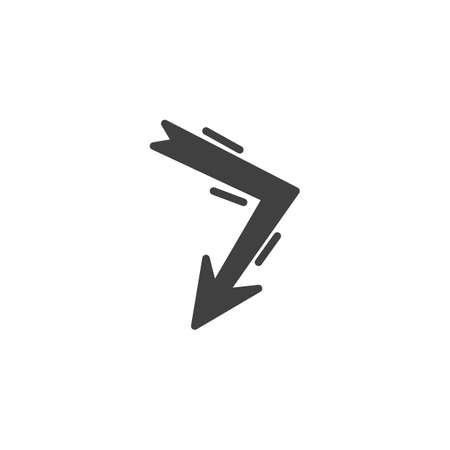 Angle arrow down vector icon. filled flat sign for mobile concept and web design. Right and down arrow glyph icon. Symbol, logo illustration. Vector graphicsのイラスト素材