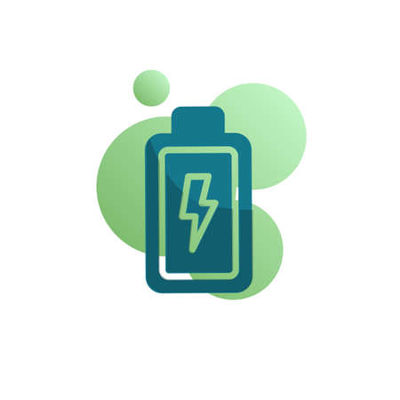 Battery charging icon vector, filled flat sign, Charger battery power bicolor pictogram, green colors. Symbol, logo illustrationのイラスト素材