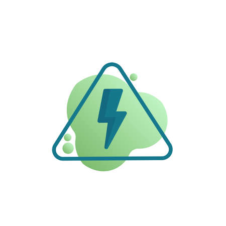 Electrical warning sign icon vector, filled flat sign, High voltage danger sign bicolor pictogram, green colors. Symbol, logo illustrationのイラスト素材