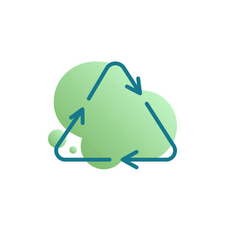 eco recycle arrows icon vector, filled flat sign, bicolor pictogram, green colors. Ecology symbol, logo illustrationのイラスト素材