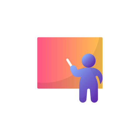 Training lesson flat icon, Business presentation vector sign, Man and whiteboard colorful pictogram isolated on white. Symbol, logo illustration. Flat style designのイラスト素材
