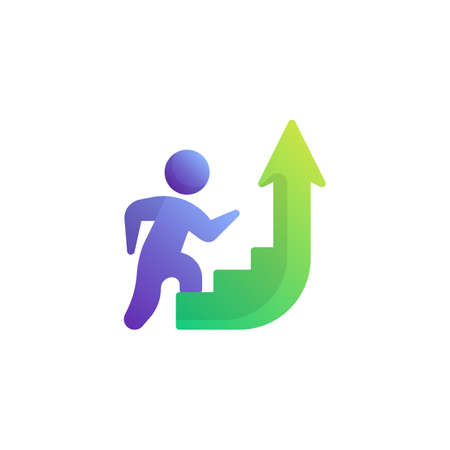 Up stair way flat icon, vector sign, Career ladder up colorful pictogram isolated on white. Success, achievement symbol, logo illustration. Flat style designのイラスト素材