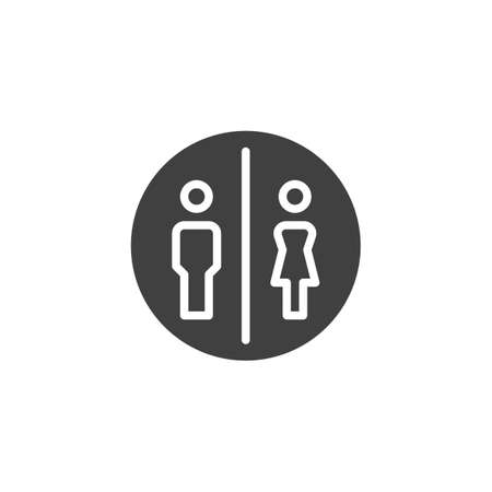 Toilet sign vector icon. filled flat sign for mobile concept and web design. Man and woman WC glyph icon. Symbol, logo illustration. Vector graphicsのイラスト素材