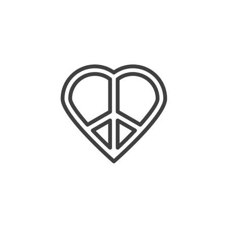 Love peace line icon. linear style sign for mobile concept and web design. Heart peace outline vector icon. Pacifism symbol, illustration. Vector graphicsのイラスト素材