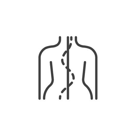 Human spine line icon. Orthopedic rehabilitation linear style sign for mobile concept and web design. Spinal deformation outline vector icon. Symbol, illustration. Vector graphicsのイラスト素材