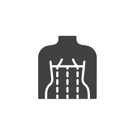 Orthopedic corset on the human body vector icon. filled flat sign for mobile concept and web design. Posture corrector glyph icon. Symbol, logo illustration. Vector graphicsのイラスト素材