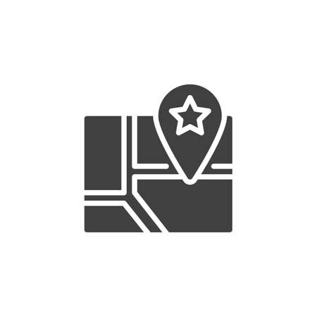 Favorite place, map pin vector icon. filled flat sign for mobile concept and web design. Star map marker glyph icon. Symbol, logo illustration. Vector graphicsのイラスト素材