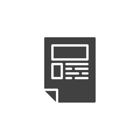 Document file vector icon. filled flat sign for mobile concept and web design. Paper document page glyph icon. Symbol, logo illustration. Vector graphicsのイラスト素材