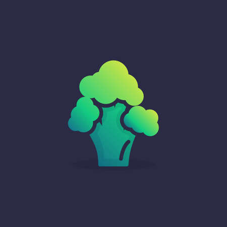 Fresh broccoli flat icon, vector sign, Broccoli cabbage vegetable colorful pictogram. Symbol, logo illustration. Flat style designのイラスト素材