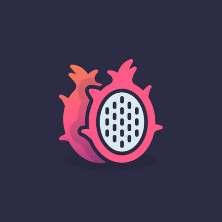 Pitaya fruit flat icon, vector sign, Dragon fruit colorful pictogram. Symbol, logo illustration. Flat style designのイラスト素材