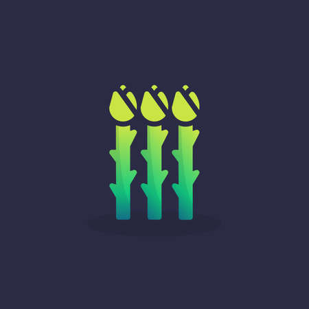 Asparagus flat icon, vector sign, colorful pictogram. Symbol, logo illustration. Flat style designのイラスト素材