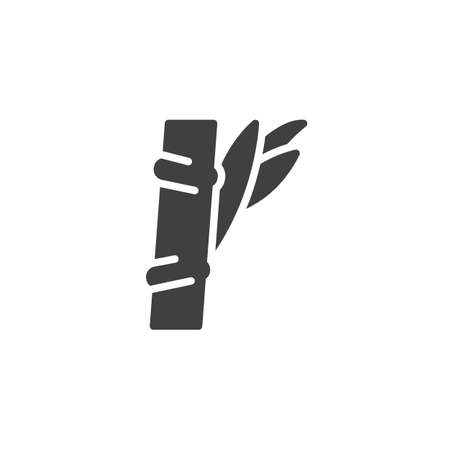 Bamboo stem with leaves vector icon. filled flat sign for mobile concept and web design. Spa salon bamboo glyph icon. Symbol, illustration. Vector graphicsのイラスト素材