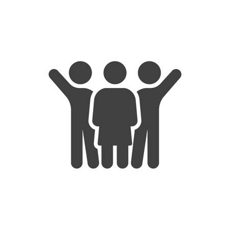 People relationship icon. filled flat sign for mobile concept and web design. Two men and a woman glyph icon.のイラスト素材