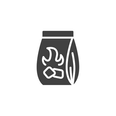 Charcoal bag for barbecue grill vector icon. filled flat sign for mobile concept and web design. Bag of charcoal glyph iconのイラスト素材