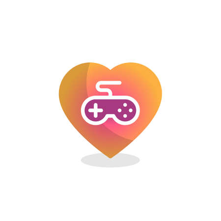 Heart with game controller flat icon, vector sign, Favorite game colorful pictogram isolated on white. Symbol, logo illustration. Flat style designのイラスト素材