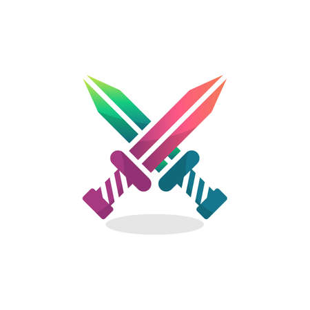 Crossed swords flat icon, vector sign, swords colorful pictogram isolated on white. Symbol, logo illustration. Flat style designのイラスト素材