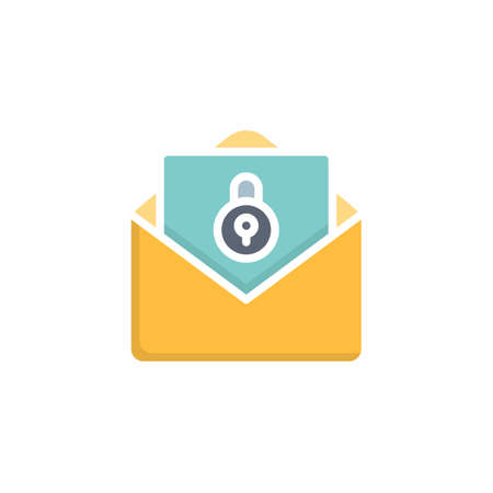 Email document with lock flat icon, vector sign, Blocked envelope message colorful pictogram isolated on white. Symbol, logo illustration. Flat style designのイラスト素材
