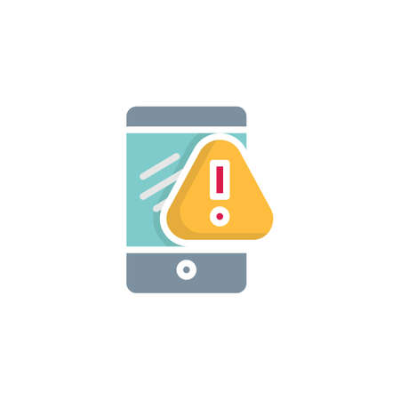 Smartphone alert notification flat icon, vector sign, Mobile phone Error notice colorful pictogram...