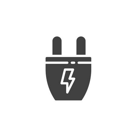 Electric plug vector icon. filled flat sign for mobile concept and web design. Power Plug energy glyph icon. Symbol, logo illustration. Vector graphicsのイラスト素材