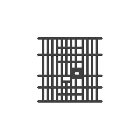 Prison jail vector icon. filled flat sign for mobile concept and web design. Locked jail door glyph icon. Symbol,  illustration. Vector graphicsのイラスト素材