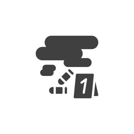 Crime scene investigation vector icon. filled flat sign for mobile concept and web design. Gun bullets and blood glyph icon. Symbol,  illustration. Vector graphicsのイラスト素材