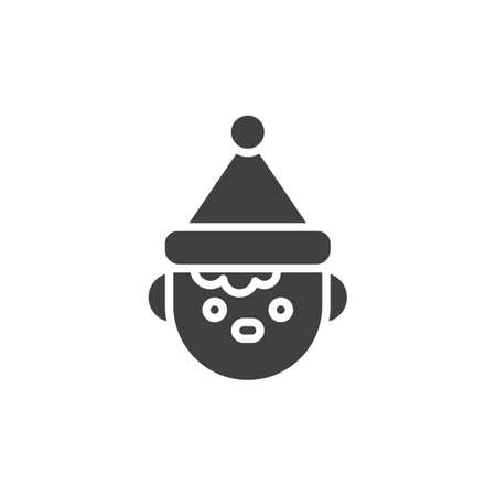 Party boy with hat vector icon. filled flat sign for mobile concept and web design. Elf costume glyph icon. Symbol,  illustration. Vector graphicsのイラスト素材