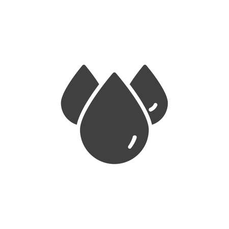 Water drops vector icon. Raindrops filled flat sign for mobile concept and web design. Three water drops glyph icon. Symbol, logo illustration. Vector graphicsのイラスト素材